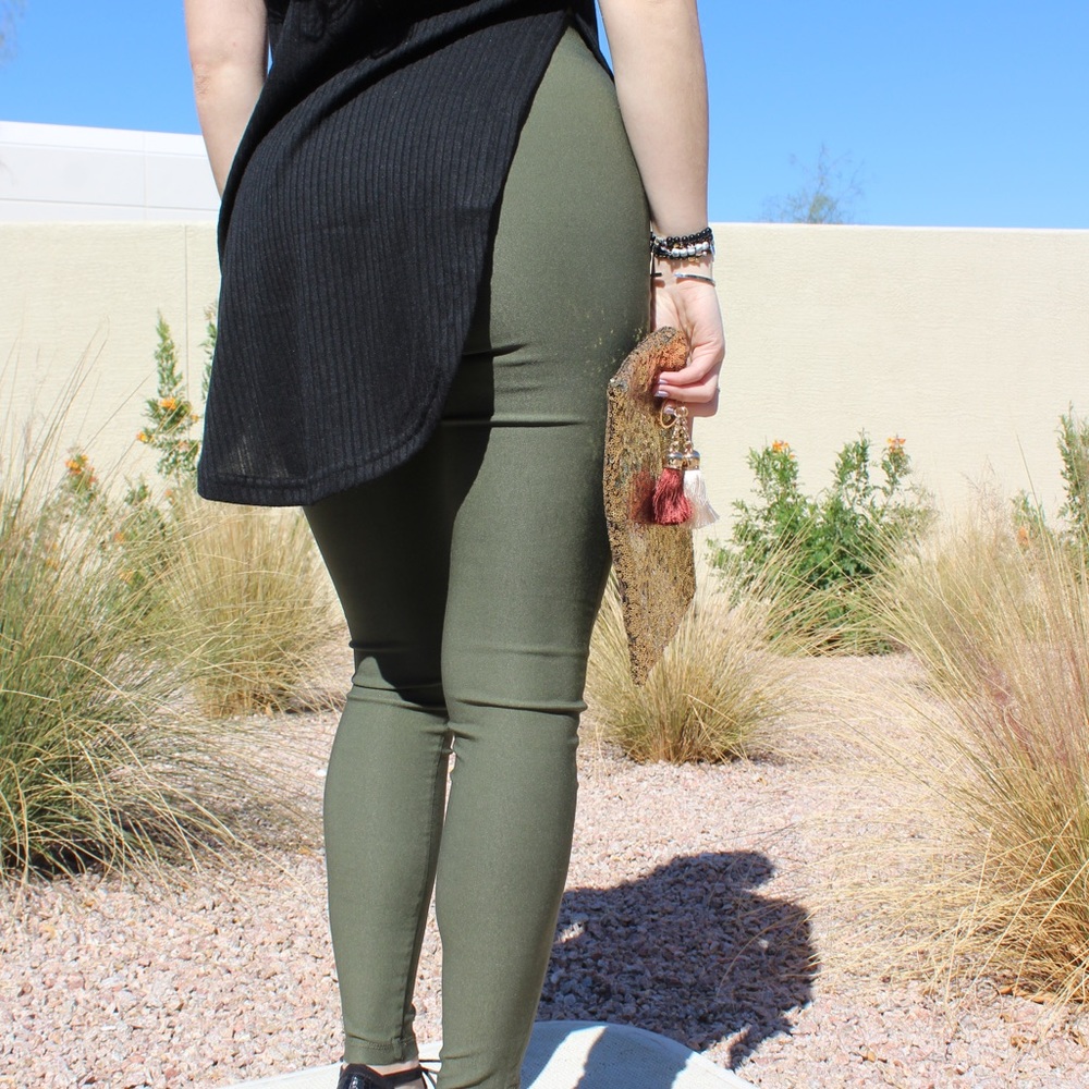 Olive High Waist Skinny Leg Pant - Picture 5 of 8